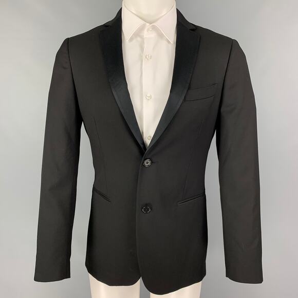 JOHN VARVATOS Size 36 Black Wool Notch Lapel Sport Coat - Picture 1 of 7